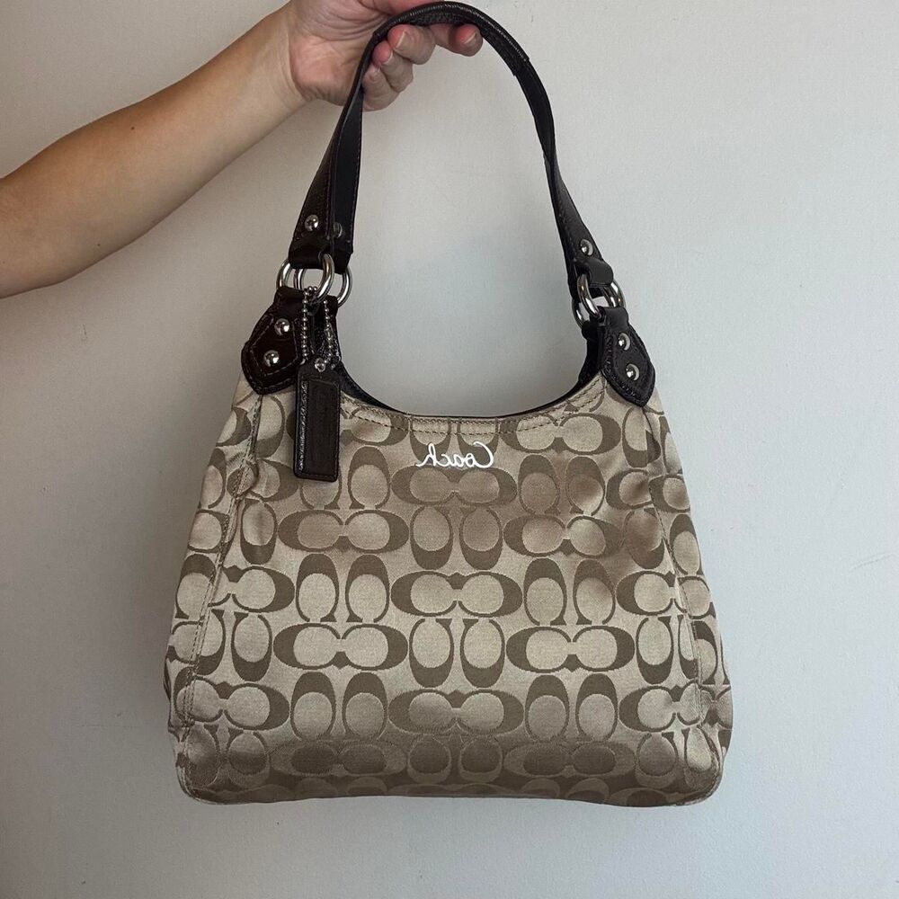 Coach Vintage Y2K Brown Signature Canvas and Leather Hobo Shoulder Bag